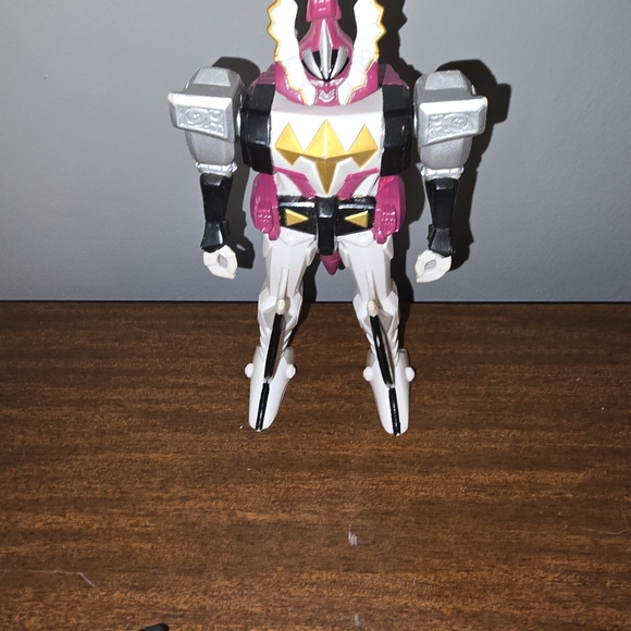 Other - White and Pink Robot Action Figure with Yellow Accents